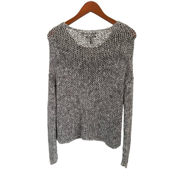 Vince Womens Hand-Knitted Open Weave Gray Tunic Sweater S Lightweight Crew Neck - Picture 4 of 7